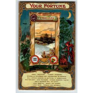 Fortune Postcard Jewel Amethyst Flower Primrose February Halloween Witch Fantasy